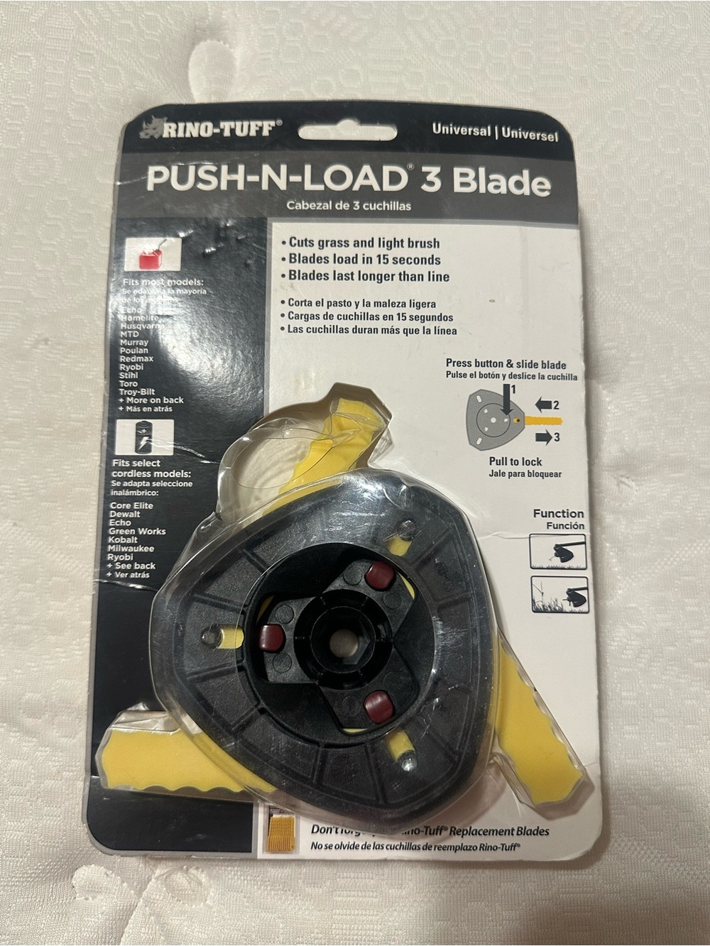 Push-N-Load 3-Blade Trimmer Head - Yellow/Black